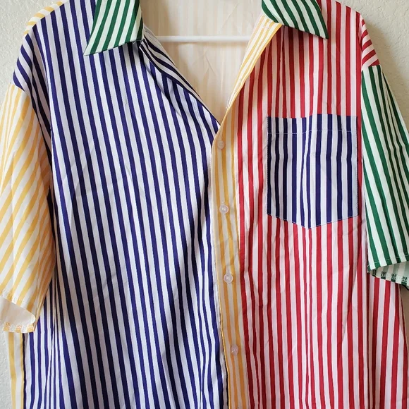 Shein Colorblock Striped Button Down Shirt - Picture 4 of 10